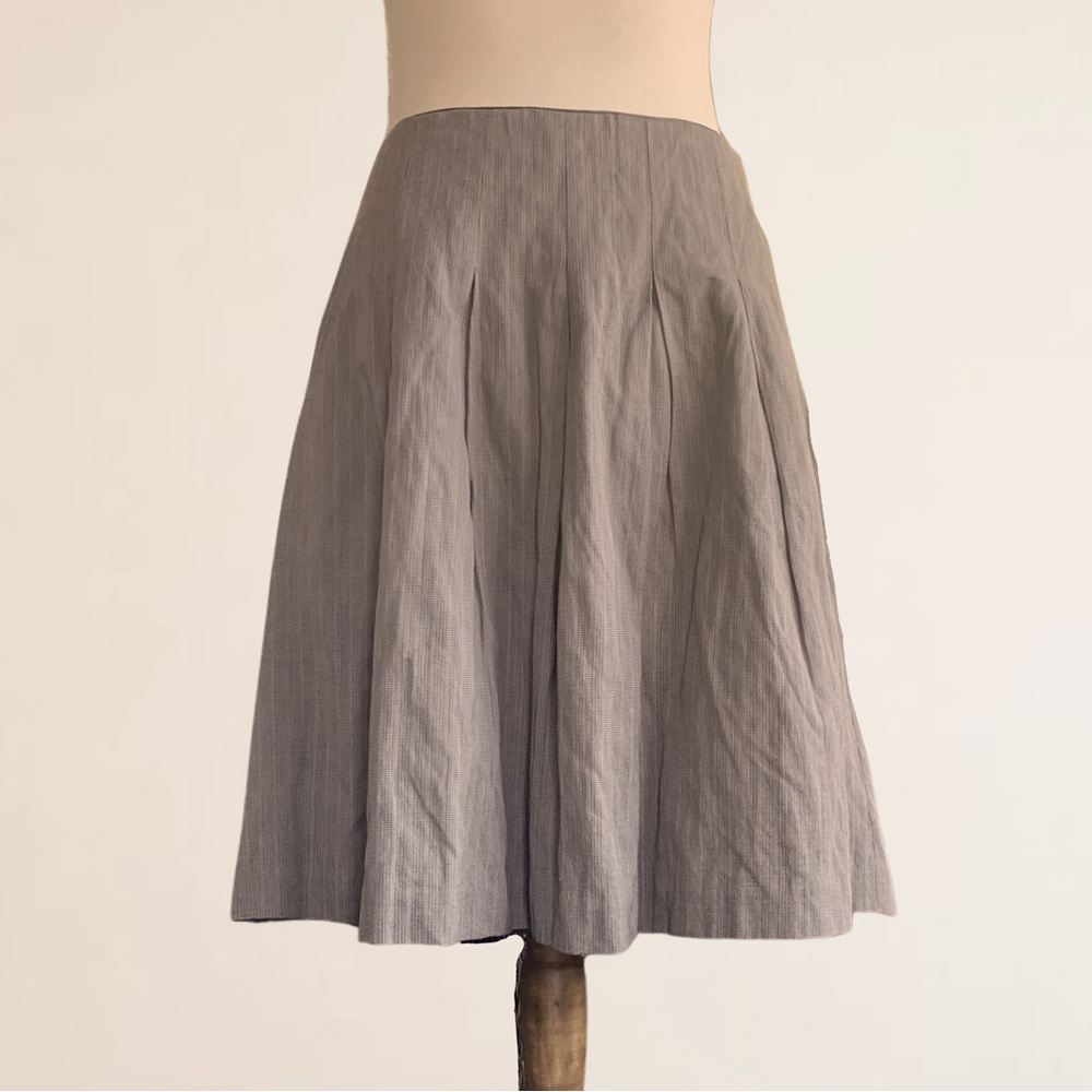 CAbi Liverpool Pleated Riding Skirt Brown Lined Knee Length Cotton